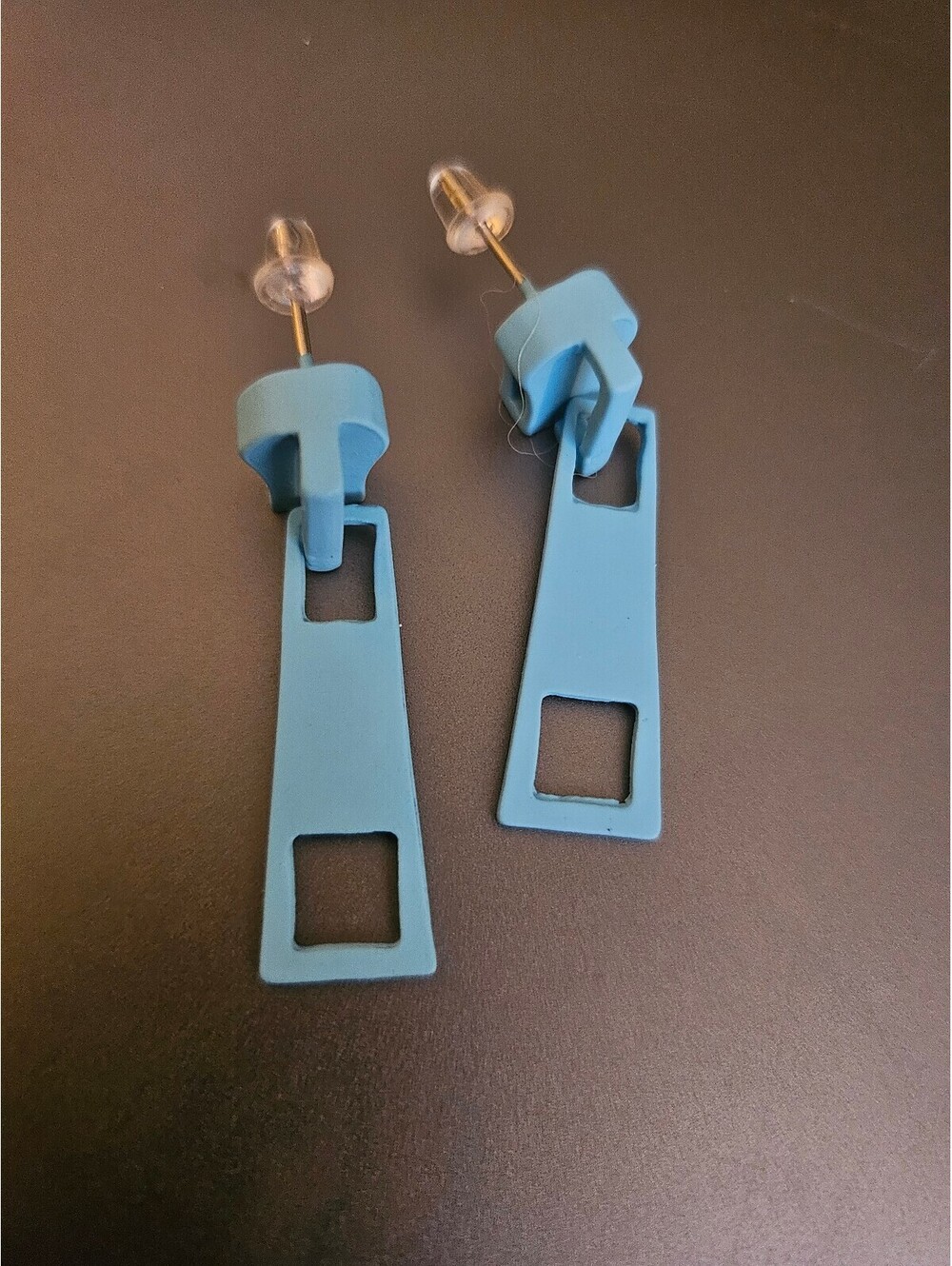 NWT - Bright colored Zipper pull stud earrings - steam punk emo